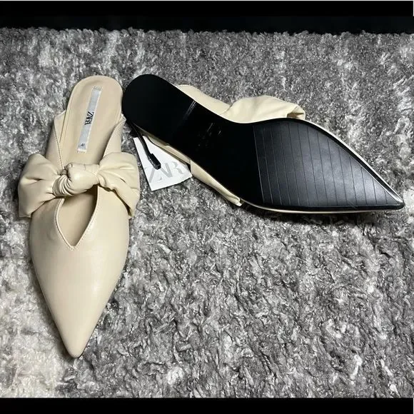Zara Ivory Pointed Knot-Detail Mules - Picture 6 of 7